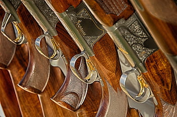 brown, silver pistol, guns, rifle, weapon, target, hunting, firearm, shotgun, wood - Material, old-fashioned