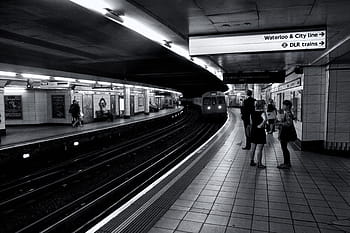shot, subway passengers, wait, train, london, underground, Monochrome, subway, passengers, they wait, London Underground