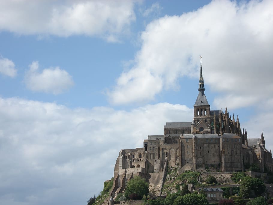 Francie, mt saint michel, hrad, historický, nebe, Evropa, pevnost, opevnění, cestovat, Skála, středověký