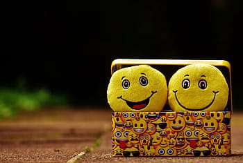 two, yellow, smile emoji pillows, smilies, funny, joy, emoticon, emoji, smiley, happy, smile