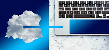 black, white, laptop, cloud, infrastructure, disk space, computing power, marble, table, desk, line