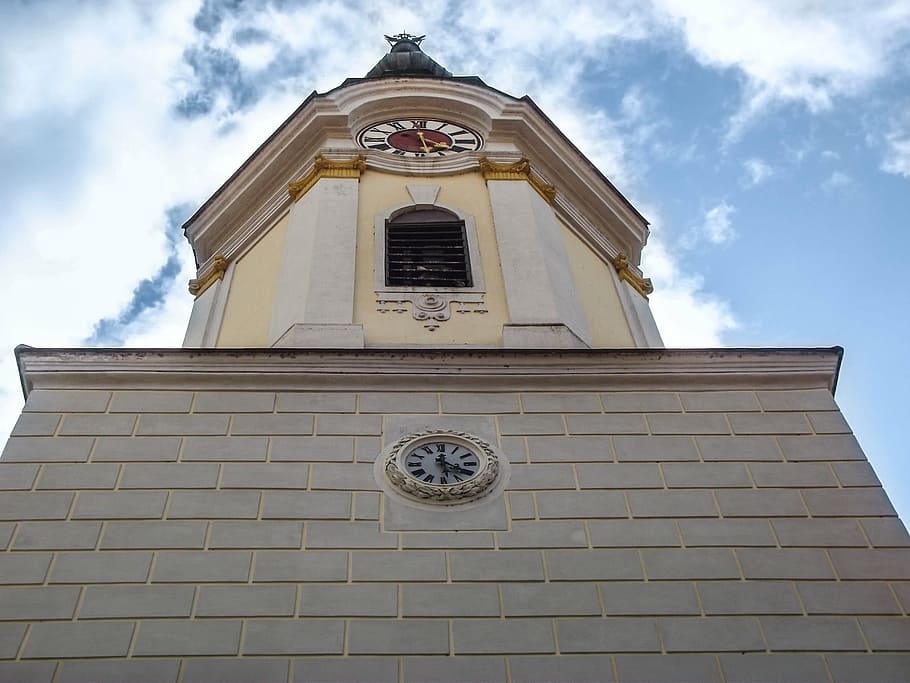 home, building, wall, door, facade, architecture, krems, tower, clock, stone, paving stone