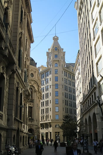 santiago, Chile, město, městský, v centru města, budov, architektura, ulicích, lidé, chodců, chůze