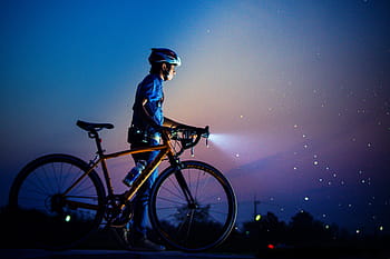 cykel, nat, mand, om natten, mennesker, eventyr, cykler, cykling, dyrke motion, passe, fitness
