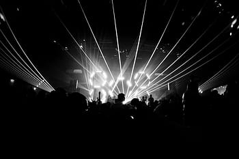 grayscale photography, concert, lights, night, festival, club, music, techno, drum, beat, mapping