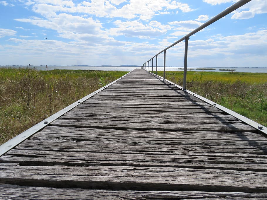 Perspective, Wooden, Landscape, green, distance, going away, journey, depression, dom, summer, sky