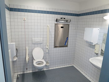 bílý, keramický, flush, toaleta, dřez, spláchnout záchod, bariérová toaleta, zakázáno, přebalovací pult, špatný, koupelna