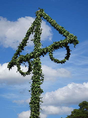 letní slunovrat, Švédsko, nejdelší den, letní, lidový tanec, švédský, midsommar, nebe, letní čas, začátkem léta, májka