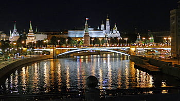 moscow, night graph, russia, kremlin, capital, building, landmark, travel