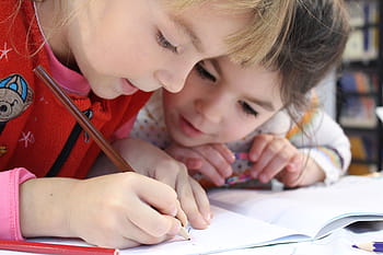 girl, writing, white, notebook, kids, pencil, drawing, study, vdvoem, friends, hands