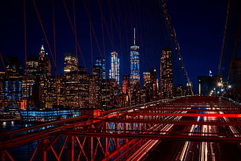 time lapse, light streaks photo, cars, bridge, high, rise buildings, background, light, streaks, high rise buildings, night