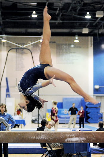 gymnast, back, flipping, beam, gymnastics, female, performance, balance, flip, exercise, somersault