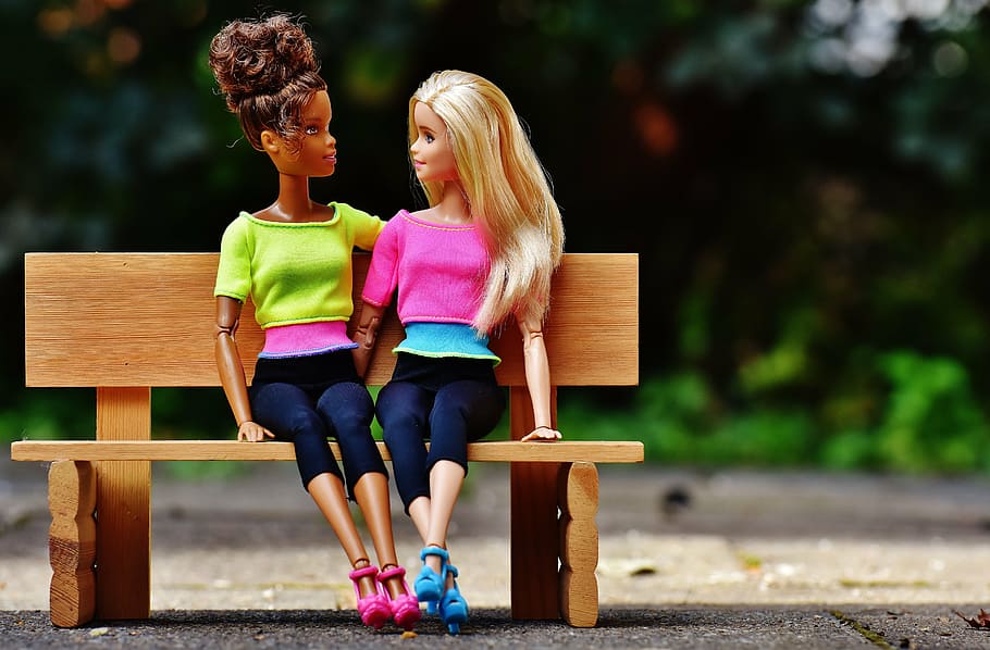 Barbie, dívka, přítelkyně, přátelství, panenka, pěkný, tvář, oči, krása, sportovní, vlasy