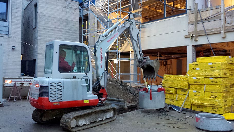excavators, site, construction work, work
