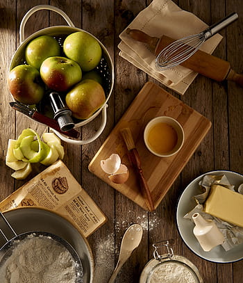 food, cook, kitchen, bake, flour, eggs, butte, batter, fruits, peel, recipe