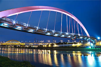 svítí, tělo, voda, vzdálenost, fotografie, osvítit, architektura, noc, večer, temný, světla