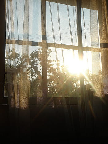 Window, Morning, Dawn, Sun, sunlight, sunbeam, lens flare, curtain