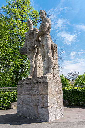 statue, sculpture, monument, stone, architecture, discus thrower, the olympic park berlin, historically