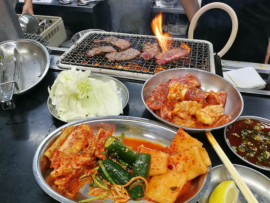 bbq, korean, meat, kimchee