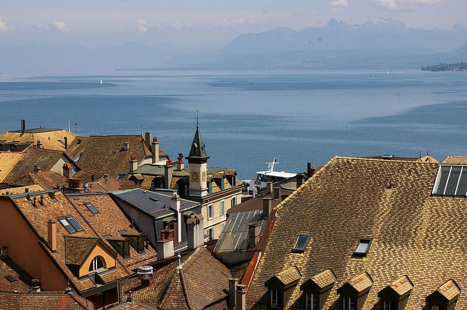 nyon, lake, switzerland, geneva, leman, lac, lakeside, travel, water, lakefront