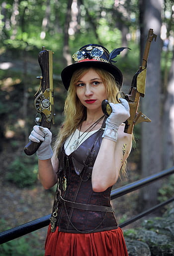 총포, Steampunk, 파라 뱅크, 코스프레, 증기 펑크, 공상, 미래의, 무기, 과학 기술, 코르셋, 기어