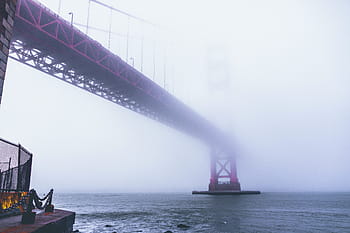 piros, fémhíd, ködös, időjárás, fekete, link, híd, középső, köd, Golden Gate híd, építészet