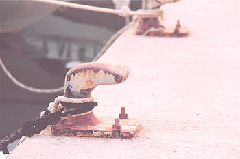 white, boat dock hooks, two, brown, steel, bracket, knotted, rope, dock, harbor, harbour