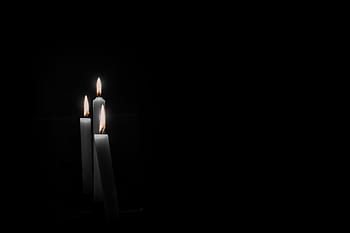 grayscale photography, three, white, lighted, candles, mourning, candlelight, memory, commemorate, death, force
