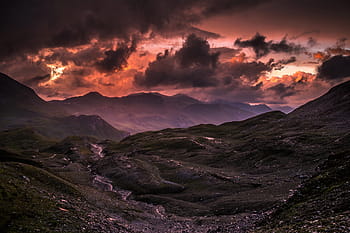rotolamento, colline, montagne, tramonto, dolci colline, Austria, natura, paesaggio, naturale, vista, montagna