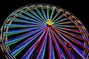 time-lapse photo, ferris, wheel, multicolored, led, lights, ferris wheel, fair, hustle and bustle, year market, folk festival