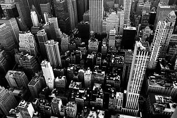 gråtoner, antenne, se fotografering, New York City, Amerika, USA, skyskraber, new york, skyline, skyskrabere, bygning