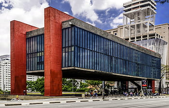 muzeum são paulo, umění, Sao Paulo, são paulo muzeum umění, Brazílie, budova, mraky, fotky, muzeum umění, veřejná doména, nebe