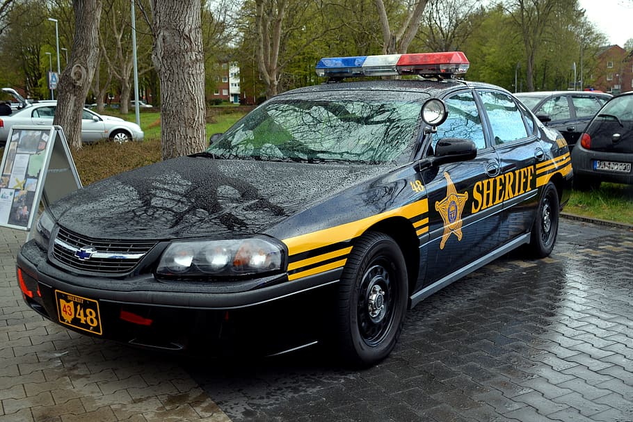 šerif, policejní auto, auto, americká auta policie, policie, Hlídkové auto, modré světlo