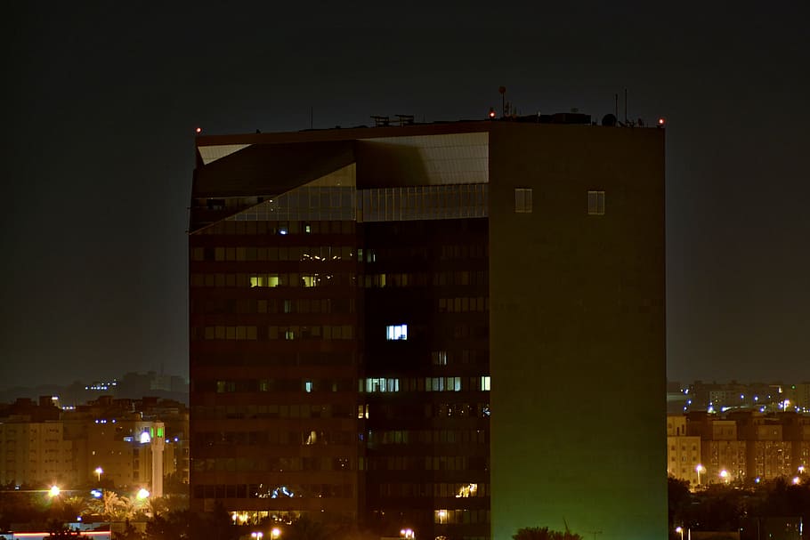 night, view, city, jeddah, saudi, arabia, dallah, tower, architecture, urban Scene
