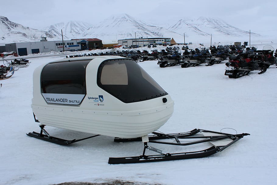 snowmobile, τροχόσπιτο, Νορβηγία, svalbard, παιδιά, μεταφορά, χειμώνας, αρκτικός