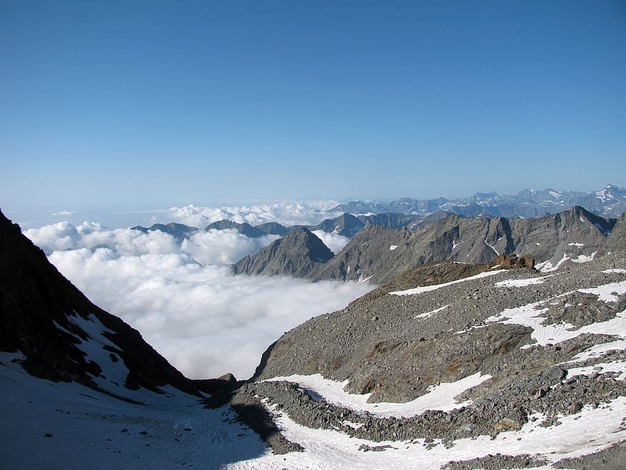 gran paradiso, ledovec, hora, štěrbiny, led, Alpy, sníh, zasněžené krajiny, summitu, Příroda, krajina