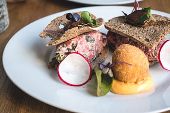 fancy steak tartare, Fancy, steak tartare, beef, close up, eating out, meat, restaurant, food, plate, cake