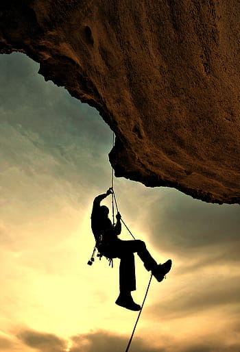 silhouette, man mountain, climbing, golden, hour, climber, mountaineer, mountaineering, rock climbing, ropes, harness