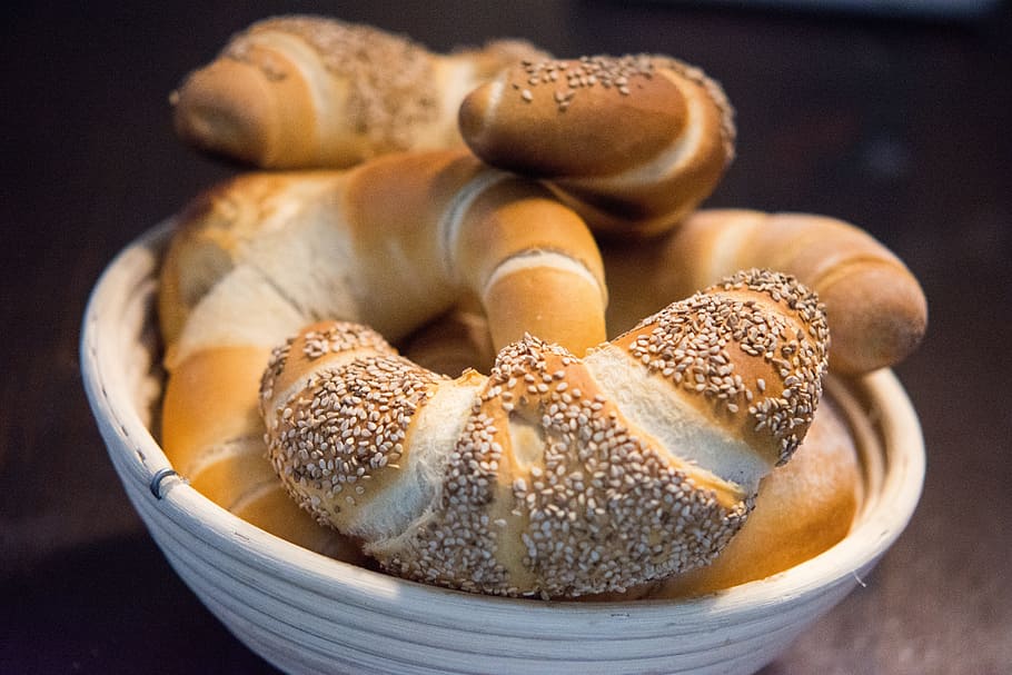 kvašený, chleby, miska, pečené dobroty, rohlík, snídaně, jíst, pekařství, frisch, užívat si, jídlo