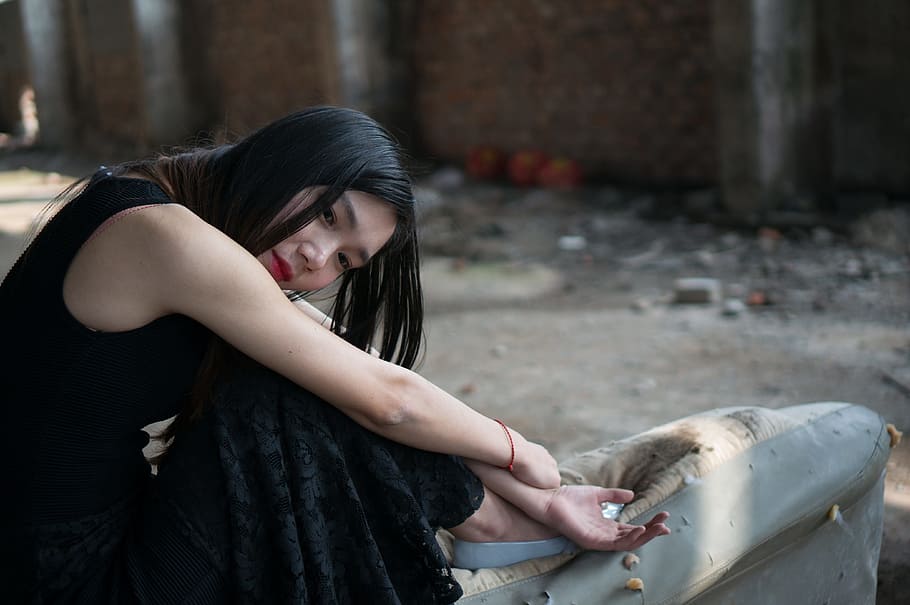 girls, female, women wearing black skirt, ruins of women