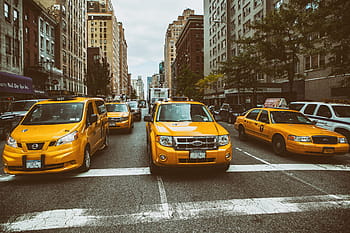 Počkejte, zaneprázdněný, ulicích, Nový, york city, taxíky, Manhattan, New York City, městský, auto, nyc