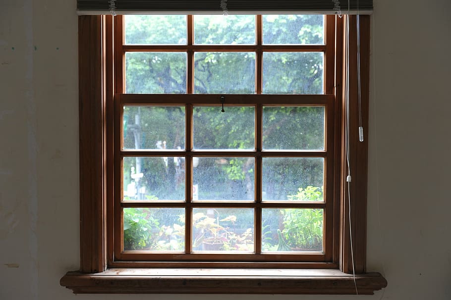 windows, wood head, landscape