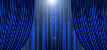 blue textile, theater, cinema, curtain, stripes, blue, light, lighting, spotlight, stage, background
