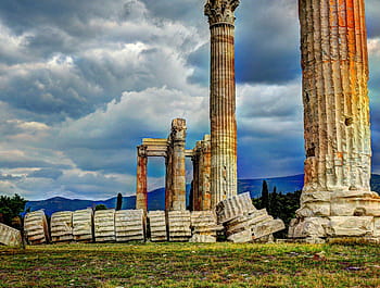 bianca, calcestruzzo, punto di riferimento di pilastri, Atene, tempio, Zeus