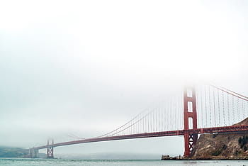 san francisco bridge, golden, gate, bridge, architecture, infrastructure, steel, mountain, hill, sea, ocean
