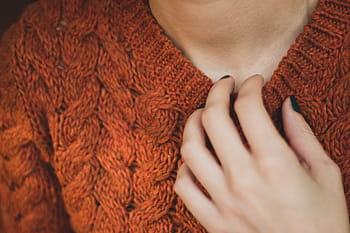 donna, indossare, Marrone, maglione, capi di abbigliamento, giacca, persone, ragazza, mano, collo, Sezione centrale