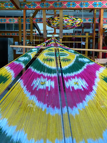 silk factory, web framework, silk, colorful, pattern, weave, substances, color, craft, thread, colored