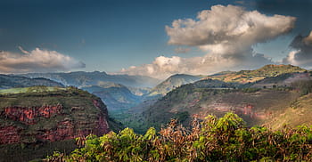 kauai, kaňon, hawaii, scénický, majestátní