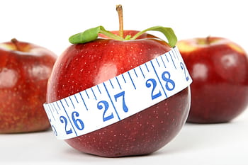 three, red, apples, one, covered, white, measuring, tape, appetite, apple, calories