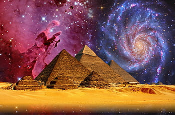 pyramida, mlhovina, galaxie andromeda, Gíza, gizeh, pyramidy, Cheops, Egypt, přivítat, sfinga, chephren